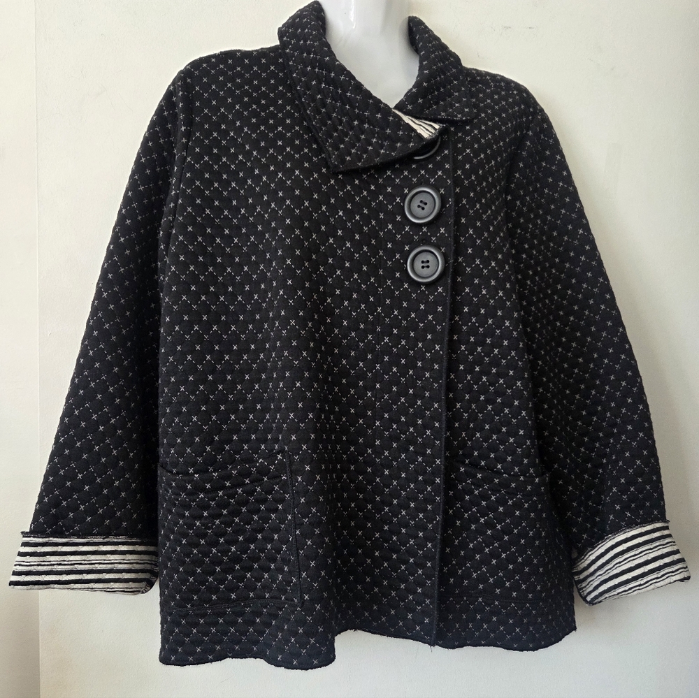 Habitat Stylish Black Quilted Jacket with Button Detail